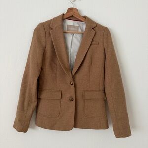 Banana Republic Hackin Tan Blazer Wool Size 0 Office Career Neutral Jacket